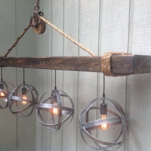 Farmhouse Rustic Industrial Vintage Metal Globe Chandelier