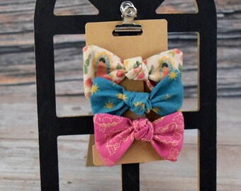 Catholic Knotted Hair Bows - Guadalupe