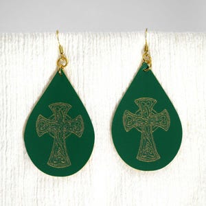 St Patrick Faux Leather Teardrop Earrings