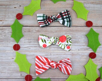 Catholic Knotted Hair Bows - Christmas Collection