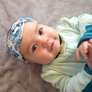 BABY SIZED Blue Floral Auspice Maria Twist Headband