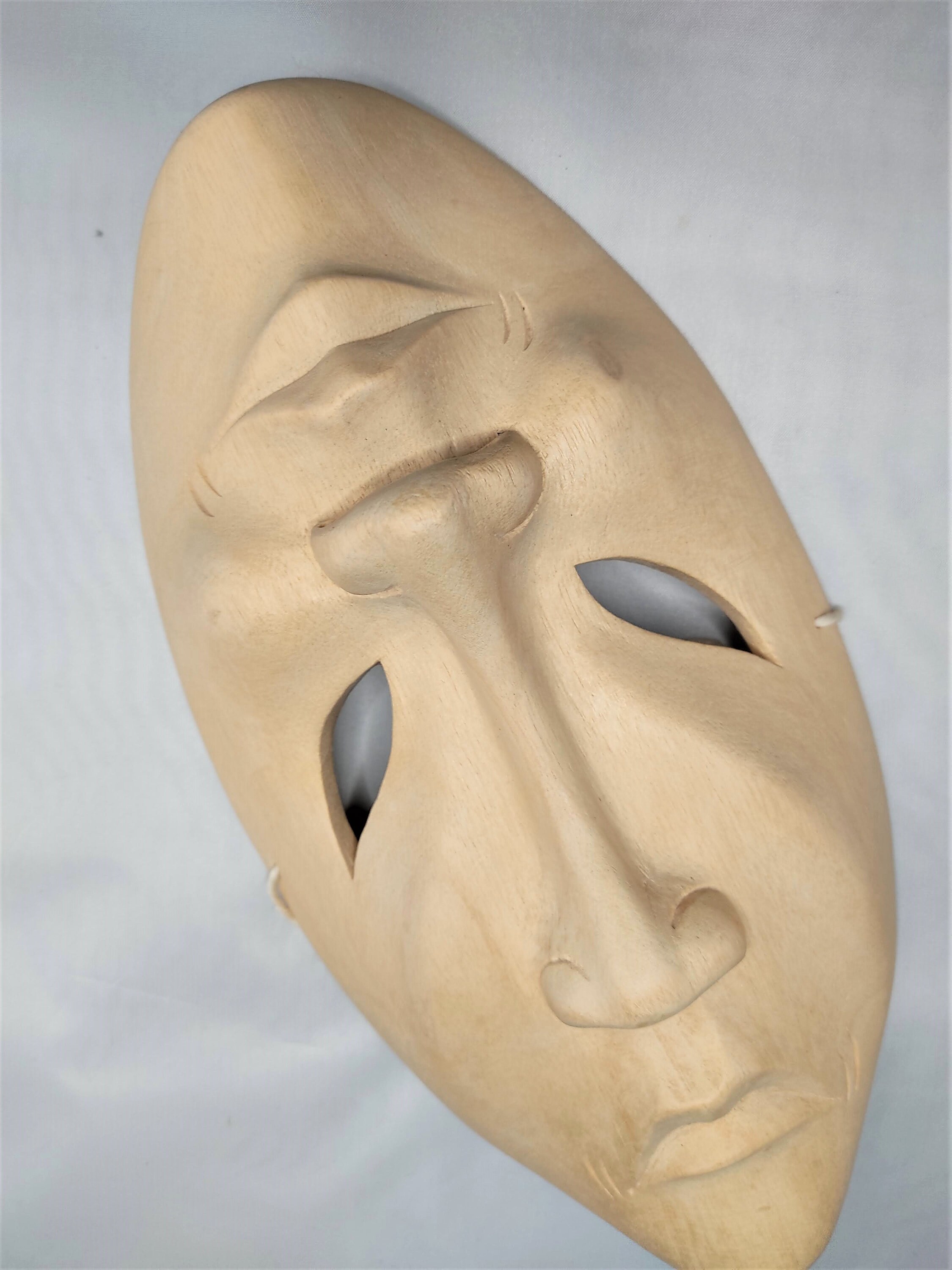 Whimsical two faced hand carved wooden mask. Decorative Etsy