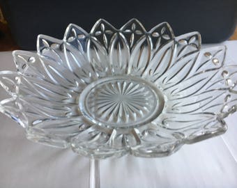 Clear Federal Glass Petal Serving Bowl 10 1/4''