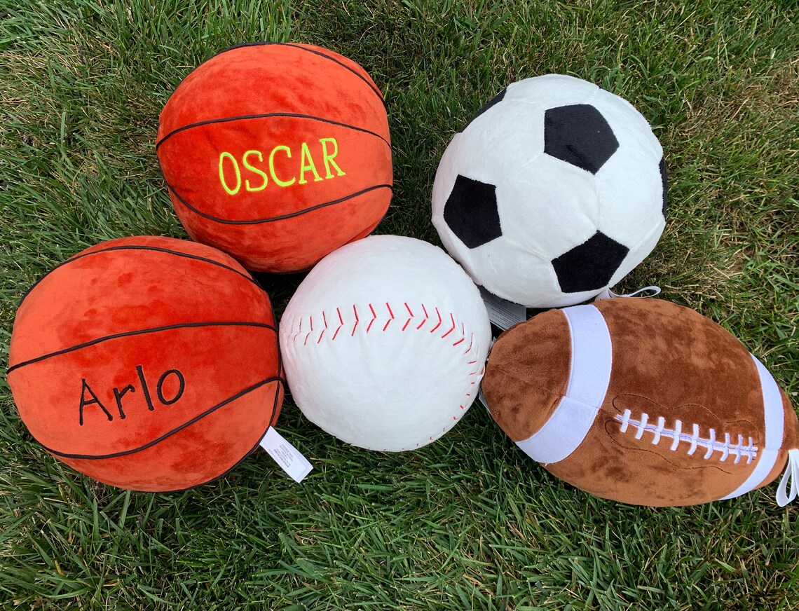 Personalized / embroidered plush sports ball soccer ball Etsy