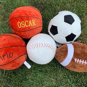 Personalized / embroidered plush sports ball - soccer ball, football, baseball, basketball
