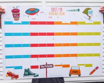 Academic Wall Planner 2017-2018 Free Shipping to UK