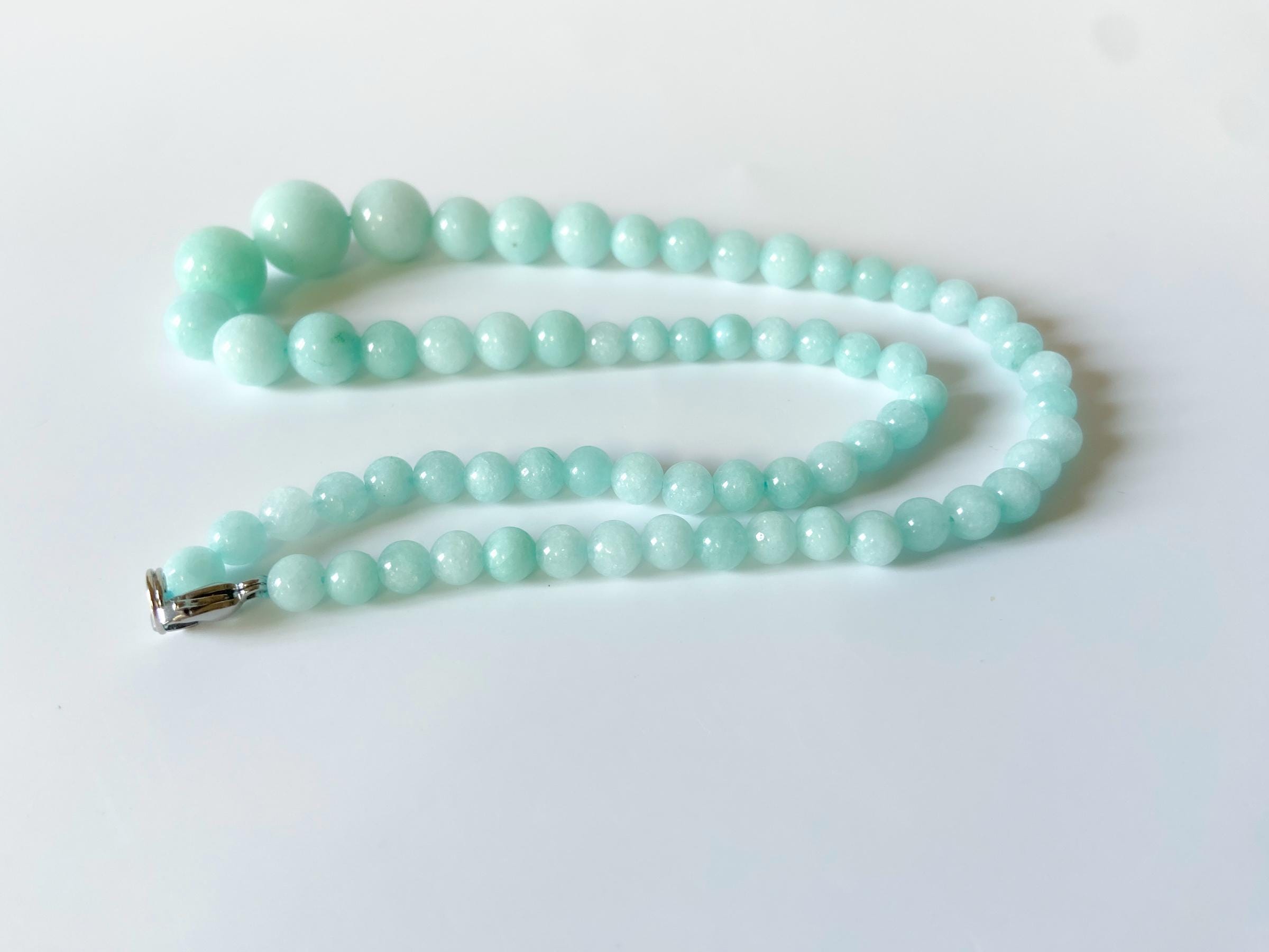 BITEFU 1 Strand Natural Blue Aquamarine Round Gemstone Necklace Loose Beads Jewelry Diy Making Gemstone Wholesale
