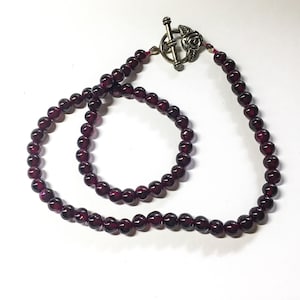 Genuine Garnet necklace, Gemstone necklace,  6mm beads, Birthstone necklace