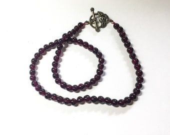 Genuine Garnet necklace, Gemstone necklace,  6mm beads, Birthstone necklace