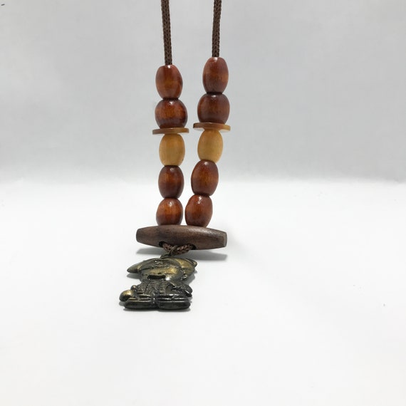 Vintage Wooden Bead Necklace. 90s Wooden Beads Pe… - image 2