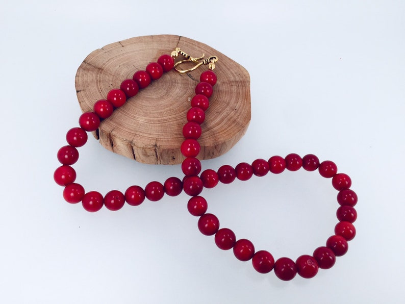 Natural beads necklace Natural Coral necklace Red coral necklace