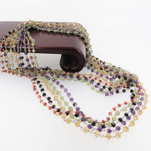Edelstein Kette Halskette. Sterling Silber Edelstein Kette. Amethyst, Onyx, Citrin, Peridot, Karneol Halskette. Opernlänge