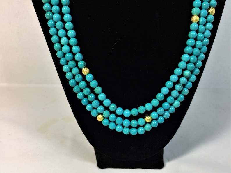 Sleeping beauty blue Blue turquoise necklace Multi strands Gift for her. Extra long