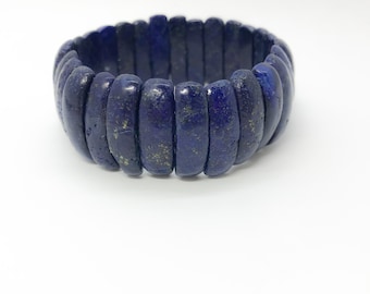 Genuine Lapis Lazuli Cuff Bracelet: Boho Chic Healing Bangle