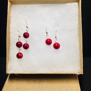 Red Coral Sterling Silver Dangle Earrings: Gemstone Jewelry