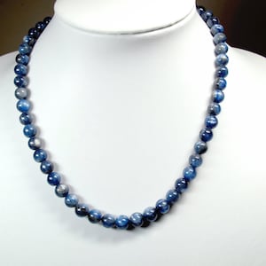 Natural Kyanite Necklace 17.5&#39;&#39;. Silver Blue Genuine Gemstone Necklace. High quality.