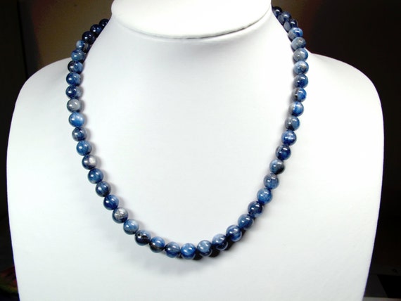 Silver Blue Kyanite Gemstone Necklace - 17.5''