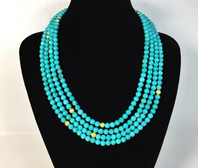 Sleeping beauty blue Blue turquoise necklace Multi strands Gift for her. Extra long