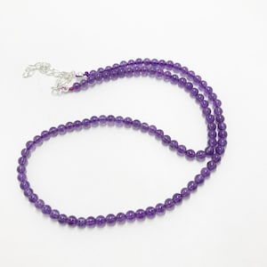 Amethyst Bead Necklace: 4mm Gemstone Choker, Sterling Silver Clasp
