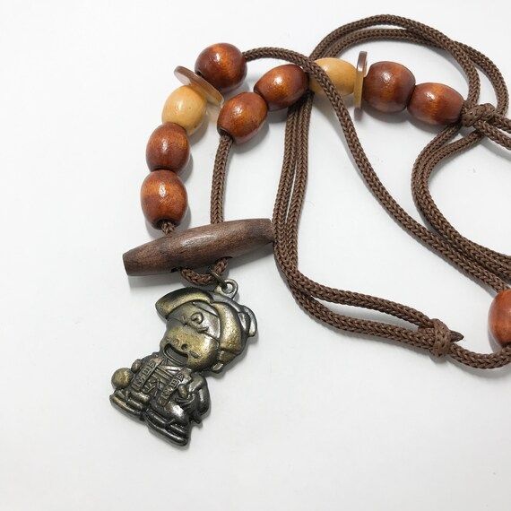 Vintage Wooden Bead Necklace. 90s Wooden Beads Pe… - image 3
