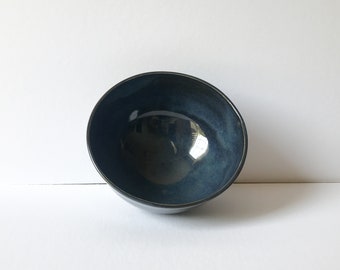 Hand Thrown Cereal/Ramen/ Soup Bowl. Midnight Blue Hand Made Pottery Bowl.