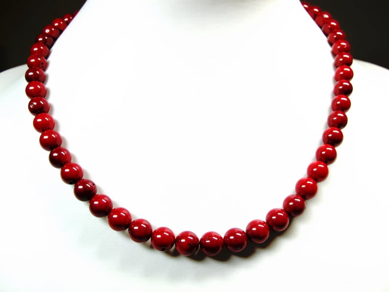 Natural beads necklace Natural Coral necklace Red coral necklace