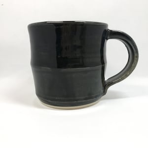 Handmade Stoneware Ceramic Coffee Cup. Black Pottery Mug. 10 oz Coffee Lovers Gift