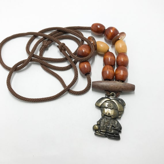 Vintage Wooden Bead Necklace. 90s Wooden Beads Pe… - image 5