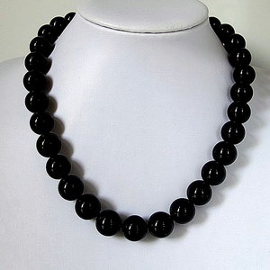 Black Obsidian Necklace Natural Black Stone Necklace | Etsy