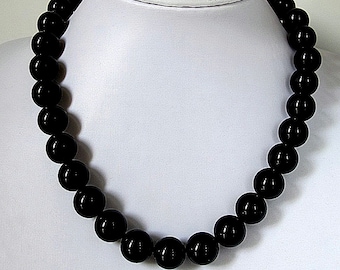 Black Obsidian Bead Necklace: Natural Stone Protection, Grounding