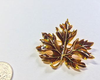 Vintage Ahornblatt Brosche: Goldbraun Herbst Anstecknadel