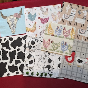 decoupage napkins x 7 farm animals. Cows and chickens and llamas!