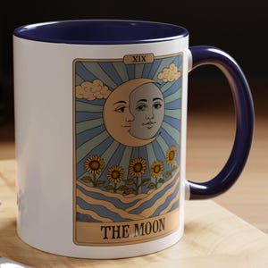 Caneca de café com carta de tarô e lua, presente de astrologia, para beber chá, presente de inauguração de casa, ideia de presente, presente para amantes de café, caneca personalizada, Halloween