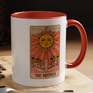Caneca de café com carta de tarô Sunshine, presente para amantes de tarô, apreciadores de chá, amantes de café, presente de inauguração de casa, decoração de casa, design de sol, ideia de presente