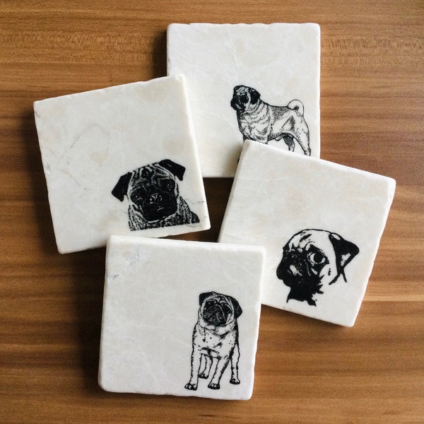 Pug Dog Coasters / Dog Coasters / Pug Dog Mom Gifts / Housewarming Gift / Pet Coasters / Pug Gift / Dog Coasters / Pug Lovers Gift