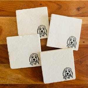 Goldendoodle Coaster Set / Dog mom, dog dad, dog coaster, Doodle gift, doodle coasters, labradoodle, golden doodle