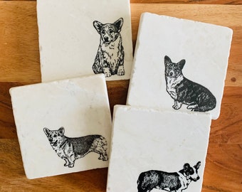 Corgi Coasters ~ Gift for Corgi Mom ~ Dog Coasters ~ Marble Coasters ~ Cardigan Welsh Corgis ~ Pembroke Welsh Corgis ~ Corgi Dad ~ Corgis