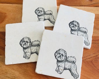 Bichon Frise Coasters ~ Bichon Frise Gifts ~ Dog Coasters ~ Coaster Set ~ Housewarming Gift~ Pet Coasters ~ Drink Coasters ~ Marble Coasters