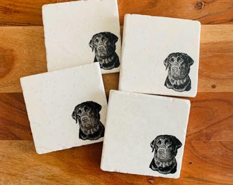 Black Labrador Retriever Coasters ~ Marble Coasters  ~ Black Lab Dog Mom ~ Marble Coasters ~ Housewarming Gift ~ Black Lab Gift ~ Gundog
