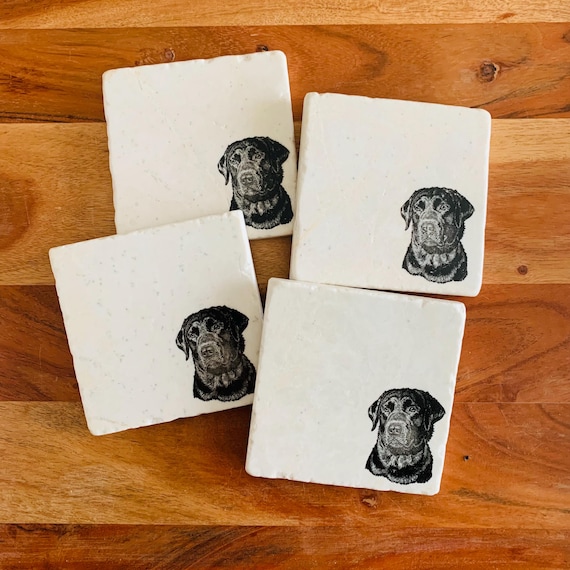 Black Labrador Retriever Coasters ~ Marble Coasters  ~ Black Lab Dog Mom ~ Marble Coasters ~ Housewarming Gift ~ Black Lab Gift ~ Gundog