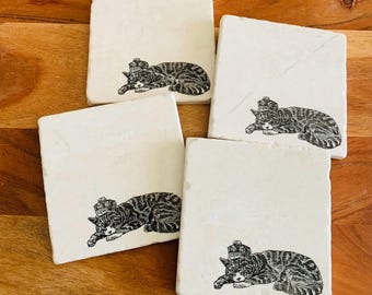 Tabby Cat Coasters ~ Tabby Cat Gifts ~ Cat Gifts ~ Cat Lovers ~ Housewarming Gift ~ Cat Decor ~ Cat Mom Gifts~ Thank You Gift