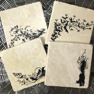 Halloween Coasters ~ Witch Coasters ~ Marble  Coasters ~ Autumn Coasters~ Halloween Decor ~ Happy Halloween