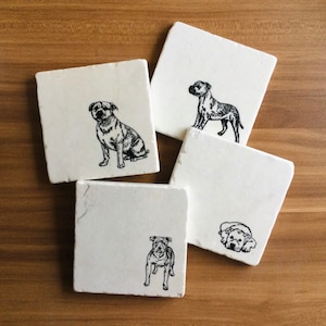 Pitbull Coasters ~ American Staffordshire Coasters ~ Dog Coasters  ~ Pit Bull Gift ~ Pitbull Dog Mom Gift ~ Housewarming Gift - Pittie Gift