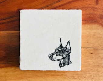 Doberman Coasters ~ Doberman Gift ~ Dog Mom Gift ~ Handmade Gift ~ Housewarming Gift ~ Marble Coasters ~ Doberman Dog Mom ~ Dobermans