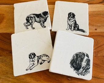 Saint Bernard Coasters ~ Saint Bernard Gift ~ Dog Coasters ~ Saint Bernards ~ Housewarming Gift ~ Marble Coasters ~ Saint Bernard Mom