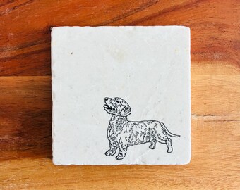 Wire-haired Dachshund Coaster Set ~ Wire-haired Dachshund ~ Wiener dog Gifts ~ Handmade Gift ~ Wiener Dog Dog Mom ~ Housewarming Gift