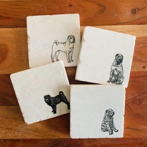 Shar Pei Coasters ~ Shar Pei Gift ~ Marble Coasters ~ Dog Coasters ~ Housewarming Gift ~ Shar Pei Dog Mom Gift ~ Handmade Gift ~ Shar Pei