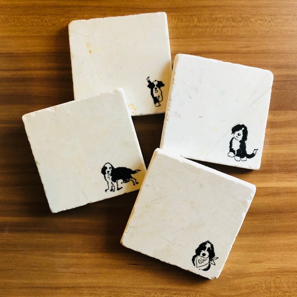 Sheepadoodle Coasters ~ Sheepadoodle Gift ~ Marble Coasters ~ Housewarming Gift ~ Dog Coasters ~ Sheepadoodle Dog Mom