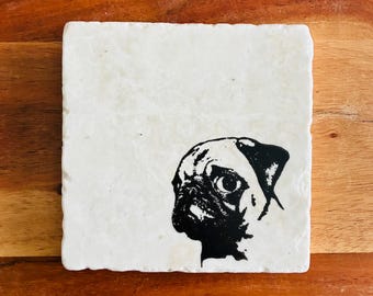 Pug Dog Coasters ~ Handmade Gift ~ Pug Dog Mom Gift ~ Housewarming Gift ~ Pug Dog Mom ~ Pug Gift ~ Marble Coasters ~ Pug Lovers Gift