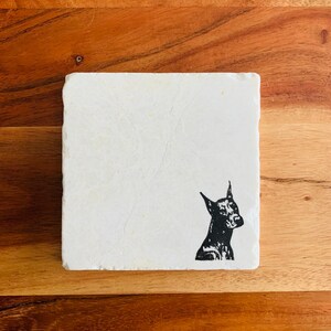 Doberman Coasters ~ Doberman Gift ~ Dog Mom Gift ~ Handmade Gift ~ Housewarming Gift ~ Marble Coasters ~ Doberman Dog Mom ~ Dobermans